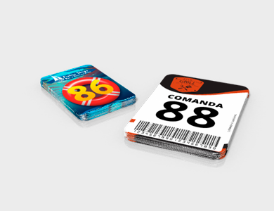 Comanda com Dados Variáveis em PVC 0,5mm Cristal Frente e Verso Fosco 8,5x11,4cm - 4x0 - 1 unid