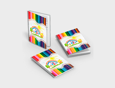 Caderno com Espiral Capa Maleável A5 14,8x21 180 folhas 4x0 Couchê 300g Laminação Fosca - 4x0 - 25 unid