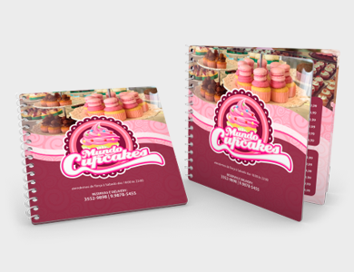 Cardápio Espiral com 18 Páginas em PVC 0,76mm Cristal Frente e Verso 14,4x14,4cm - 4x4 - 5 unid