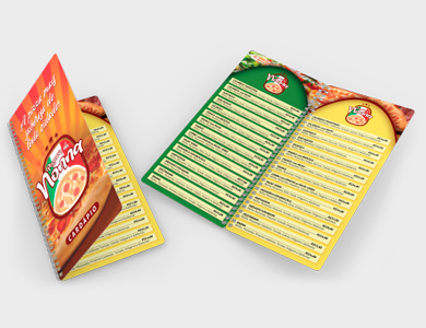 Cardápio Wire-o com 4 Páginas em PVC 0,5mm Cristal Frente e Verso 13,7x29,4cm - 4x4 - 10 unid