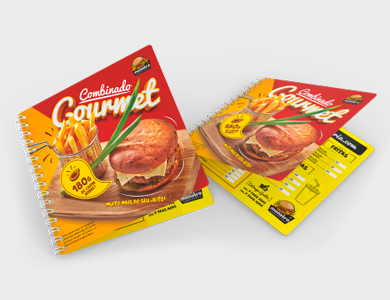 Cardápio Wire-o com 18 Páginas em PVC 0,76mm Cristal Frente e Verso 14,4x14,4cm - 4x4 - 25 unid