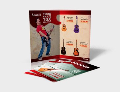 Folder com 1 Dobra Couchê 120g Verniz Total Frente e Verso 10x21cm - 4x4 - 1000 unid