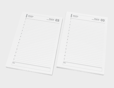 Miolo de Agenda A5 Sulfite 75g PB - Modelo Diária 2026 - 1x1 - 500 unid