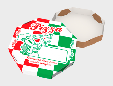 Caixa de Pizza Estampada Octagonal 25x25cm - 1000 unid